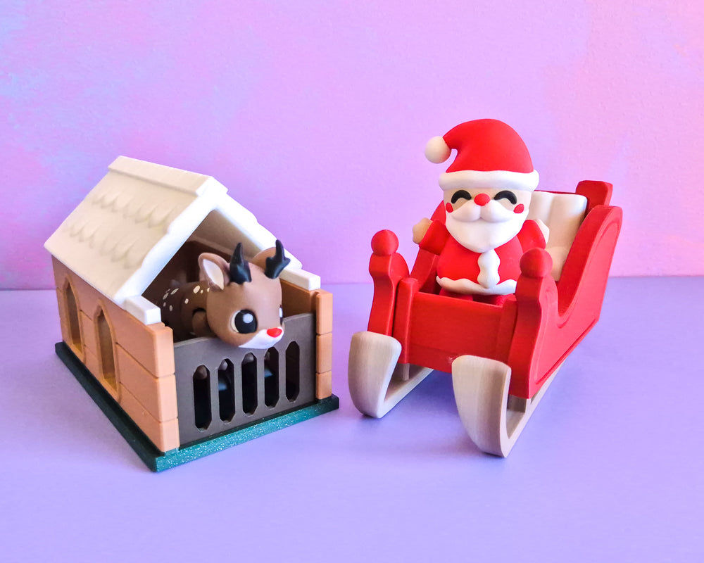 Santa, Rudolph, Sleigh & Stable Bundle