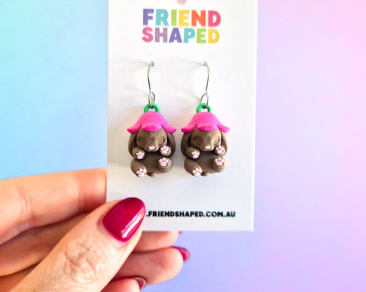 Sleep Bunny Earrings [Brown]