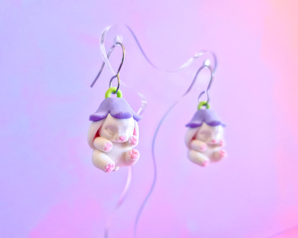 Sleep Bunny Earrings [White]