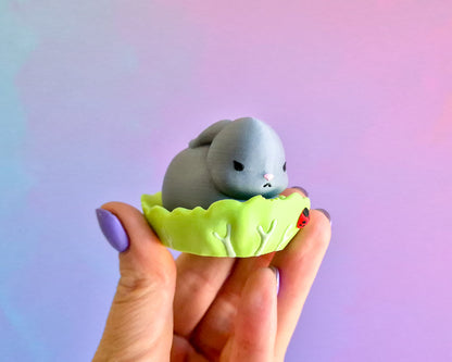 Bunny on a Leaf Clicker [Grey]