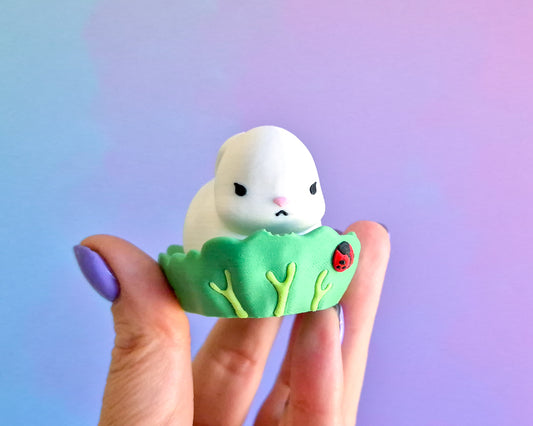 Bunny on a Leaf Clicker [White]