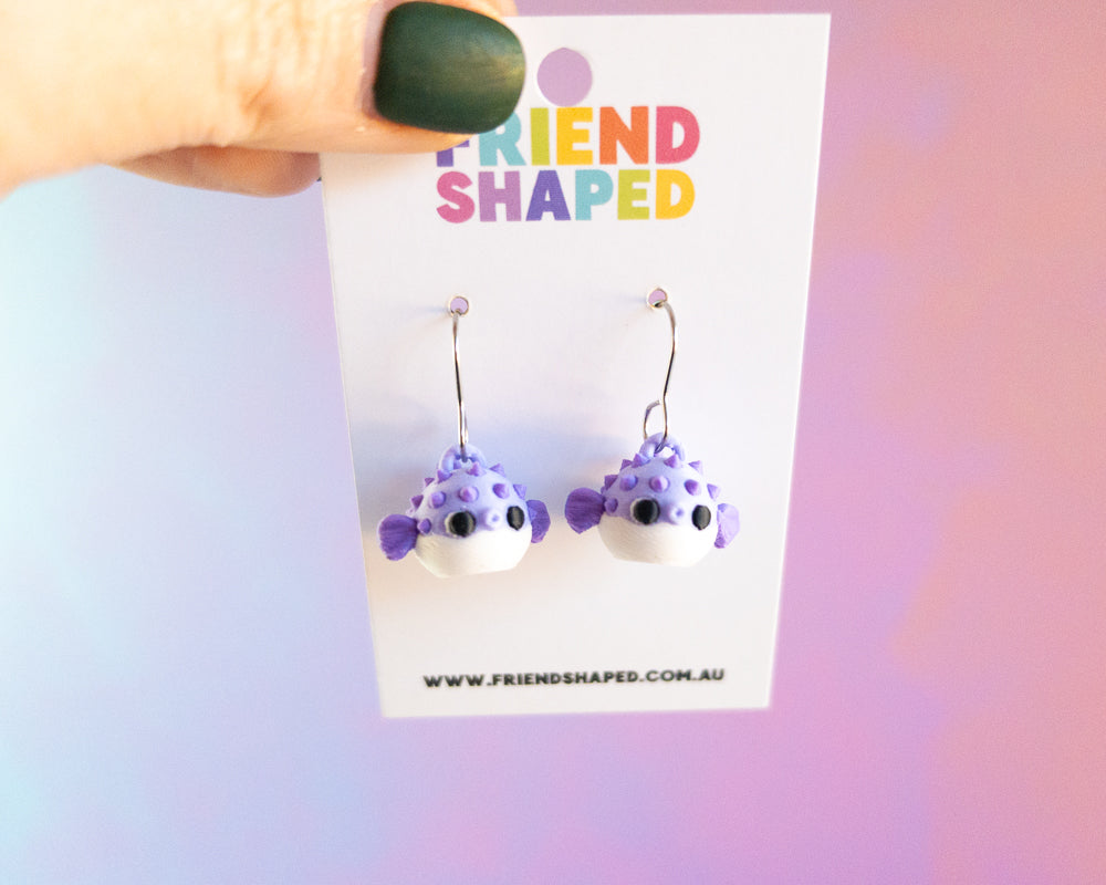Pufferfish Earrings [Purple]