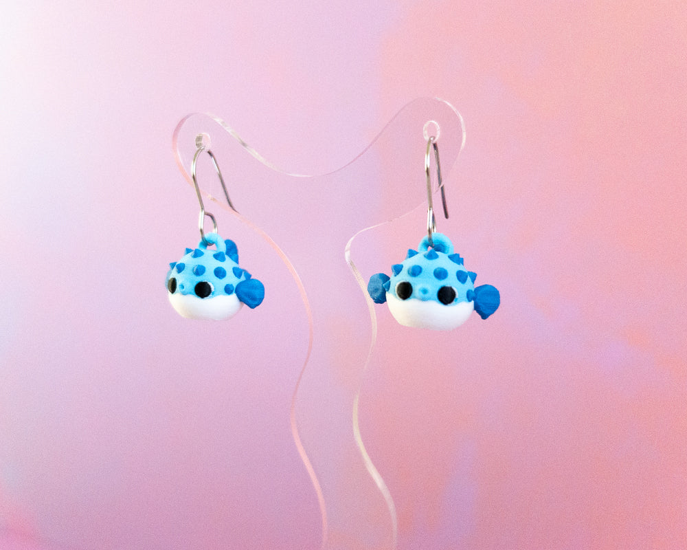 Pufferfish Earrings [Blue]