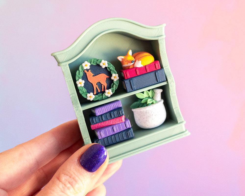 Mini Bookshelf Clicker [Cottage Sage]